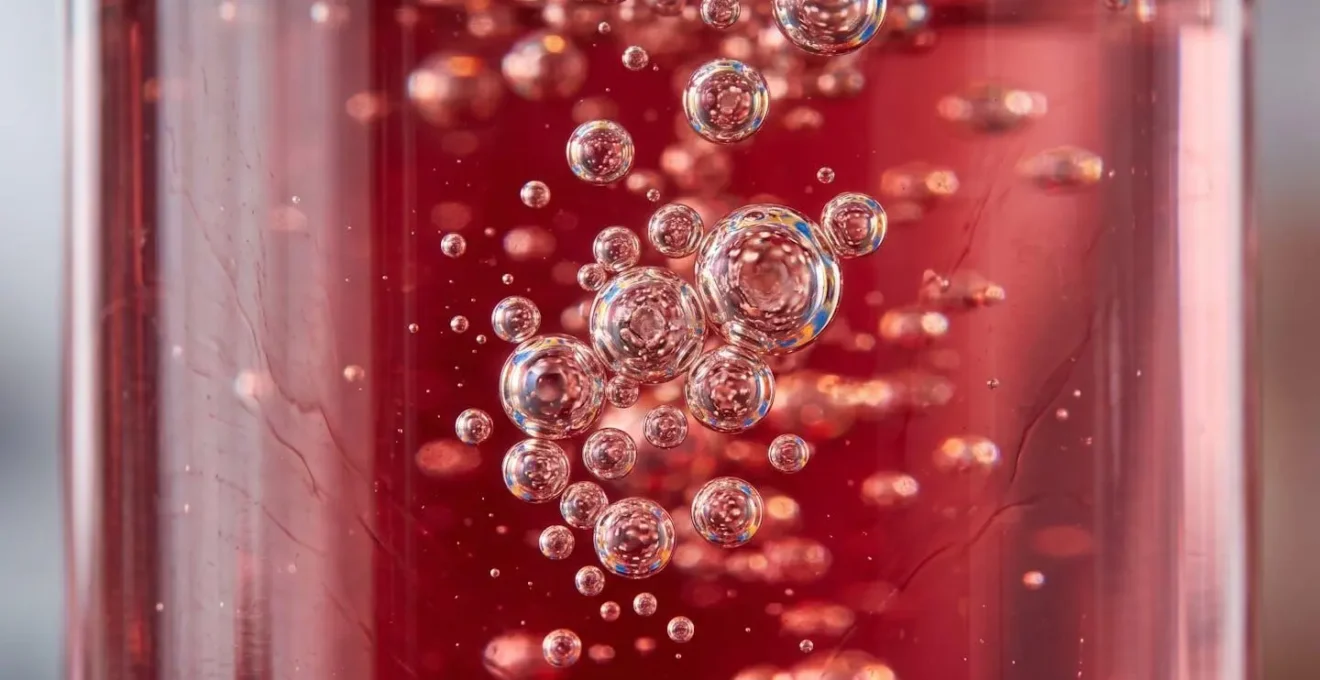 Illustration macro de bulles d'azote dans le sang après plongée