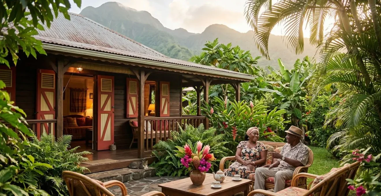 Case créole traditionnelle transformée en gîte dans la végétation luxuriante du Sud Sauvage