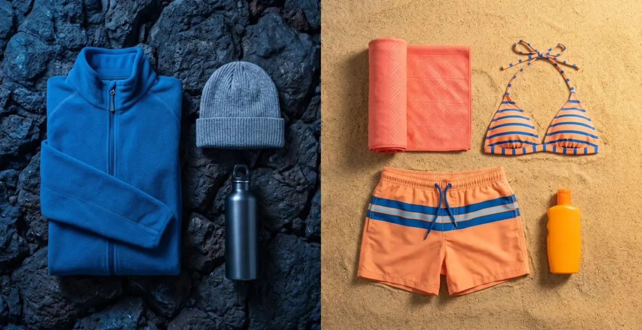 Organisation de bagages modulaires pour volcan et plage à La Réunion