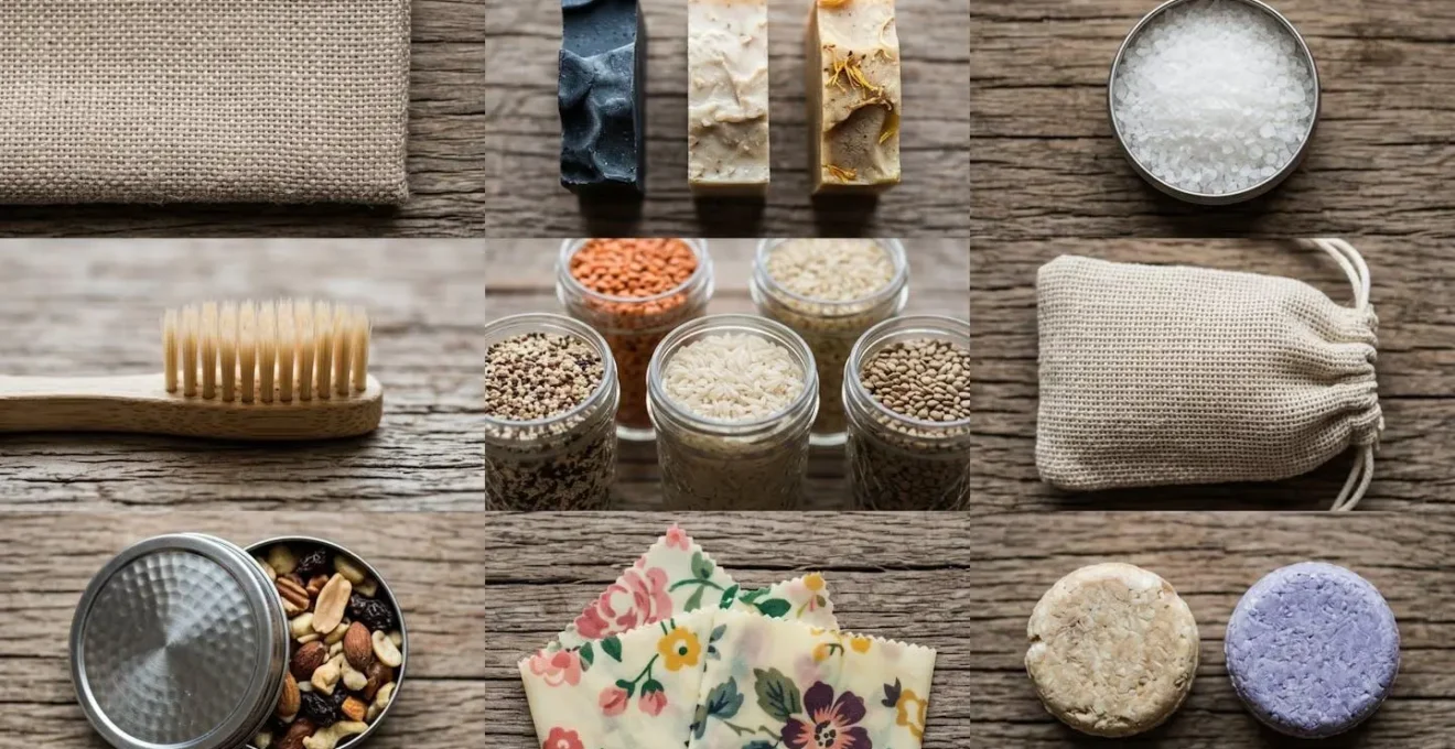 Kit de randonnée zéro déchet avec contenants réutilisables et produits solides